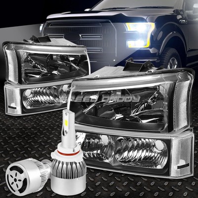 ЧЕРНЫЙ КОРПУС ФАРЫ С ПРОЗРАЧНЫМ УГЛОМ + БЕЛЫЙ СВЕТОДИОД 9006 HID + ВЕНТИЛЯТОР ДЛЯ 03-06 SILVERADO