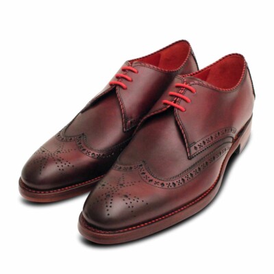 Pre-owned Jeffery-west Jeffery West Oxblood Burgundy Diamond Brogue Shoes In Red