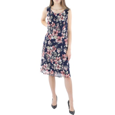 

Женское шифоновое офисное платье прямого кроя Connected Apparel с цветочным принтом Petites BHFO 5024, Navy