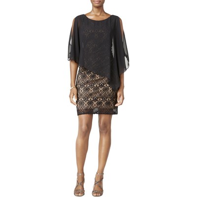 

Женское черное кружевное мини-платье с открытыми плечами Connected Apparel  BHFO 8039, Black/gold