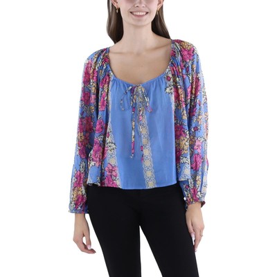 Free People Женская блузка Elena Blue из хлопка в стиле бохо XS BHFO 4866