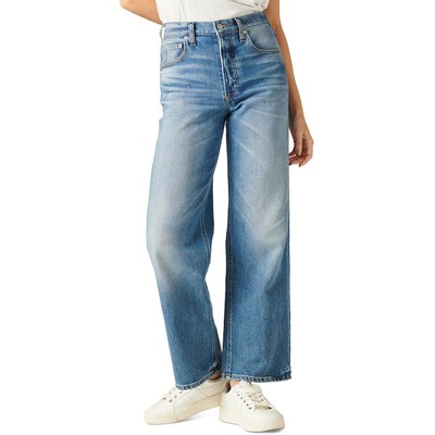 Женские синие джинсы Lucky Brand с высокой посадкой и средней стиркой из денима с широкими штанинами 6 BHFO 2005