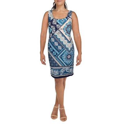 

Женское синее вязаное платье-футляр с принтом R-M Richards Petites  BHFO 6095, Teal