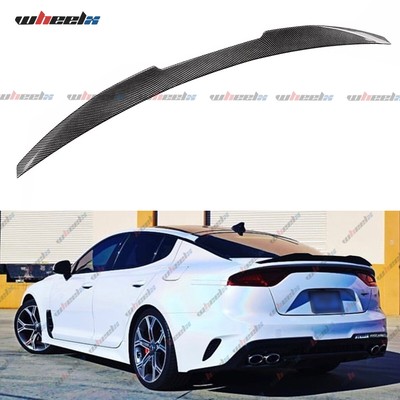 Carbon V-Style Duckbill Trunk Lid Spoiler Lip For 2017-23 Kia Stinger Hatchback