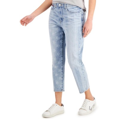 Женские укороченные джинсы Tommy Jeans 90-х годов в синюю полоску со звездами и принтом 00 6 BHFO 9504