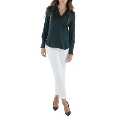 

Kobi Halperin Женская зеленая шелковая блузка Rebekah с v-образным вырезом  BHFO 1904, Pine