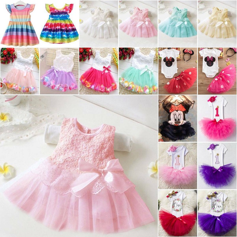 Baby Kinder Mädchen Tutu Kleid Sommerkleid Geburtstag Party Freizeit Skaterkleid