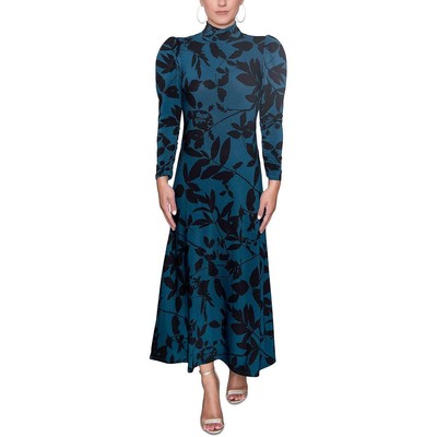 

Rachel Rachel Roy Женское синее платье миди с пышными рукавами и принтом  BHFO 5459, Teal combo