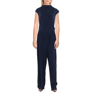KIRUNDO Womens Navy Ribbed Casual Zipper Jumpsuit L BHFO 7069