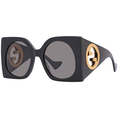 Pre-owned Gucci Grey Butterfly Ladies Sunglasses Gg1254s 001 55 Gg1254s 001 55 In Gray