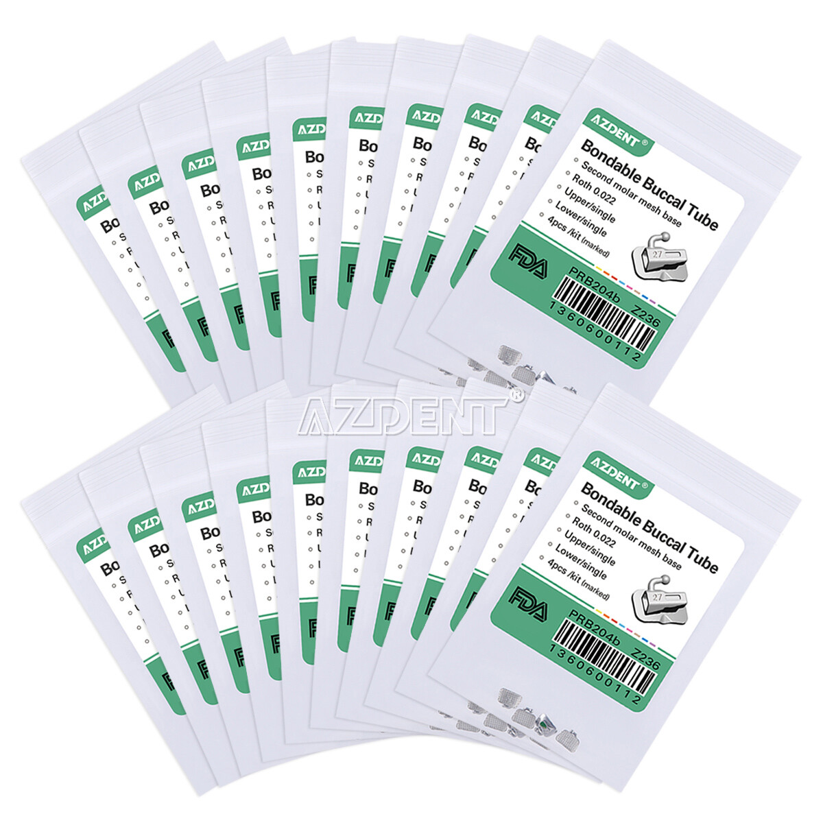 AZDENT Dental Orthodontic Buccal Tube 1st 2nd Molar Tube Roth MBT 022 018 Marked