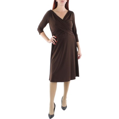 Женское коричневое рабочее платье до колена с запахом Rabbit Designs 10 BHFO 5238