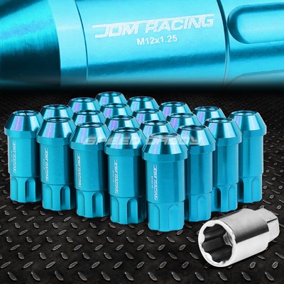 АЛЮМИНИЕВЫЙ КОРПУС JDM НЕБЕСНО-ГОЛУБОГО ЦВЕТА С ОТКРЫТЫМ КОНЦОМ, 20 ГАЕК / КОМПЛЕКТ + КЛЮЧ M12X1,25, ДИАМЕТР 25 ММ / ВЫСОТА 50 ММ
