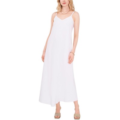 Женское белое однотонное льняное платье макси Vince Camuto XS BHFO 4366