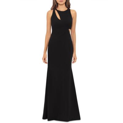Длинное официальное вечернее платье из черного крепа Aqua Womens 8 BHFO 7451
