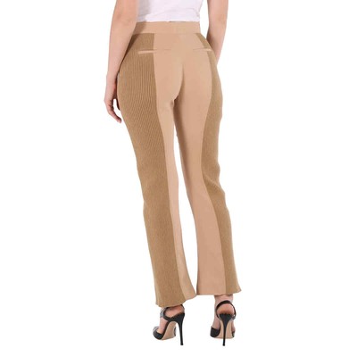 Pre-owned Burberry Ladies Soft Fawn Wide Leg Smart Trousers In Check Description