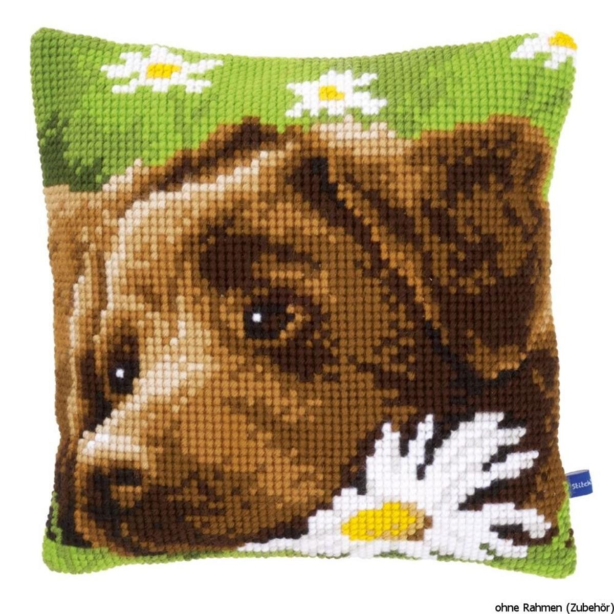 Vervaco stamped cross stitch kit cushion Chocolate labrador, DIY