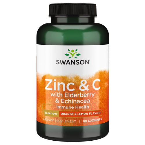 Swanson Zinc & C леденцы с бузиной и эхинацеей со вкусом апельсина и лимона 60 унций