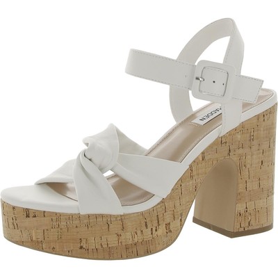 Steve Madden Womens Cacy White Platform Sandals Shoes 7.5 Medium (B,M) BHFO 0666
