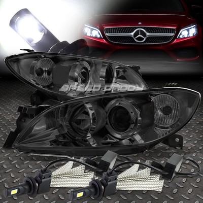 ЗАКОПЧЕННЫЙ КОРПУС, ПРОЗРАЧНАЯ БОКОВАЯ ФАРА ПРОЕКТОРА + СКРЫТЫЙ СВЕТОДИОД 6000K ДЛЯ 04-09 MAZDA3