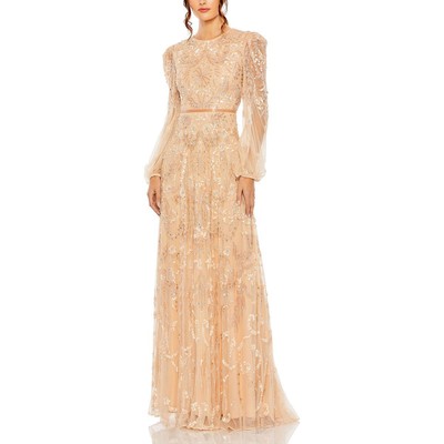 Женское бежевое вечернее платье Mac Duggal с украшением 14 BHFO 7875
