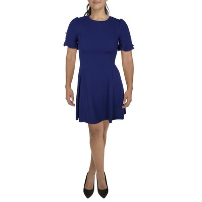 

Женское синее вечернее платье миди с воланами DKNY  BHFO 8688, French blue