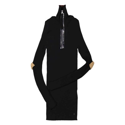 Pre-owned Moncler Ladies Black Ciclista Tricot Cotton Blend Turtleneck Jumper