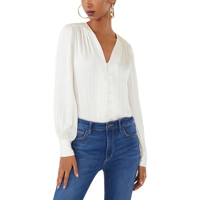 

Женское шелковое боди на пуговицах с v-образным вырезом BCBGMAXAZRIA BHFO 8939, Gardenia