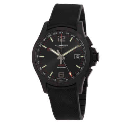 Pre-owned Longines Conquest V.h.p. Gmt Quartz Black Dial Men's Watch L3.728.2.56.9