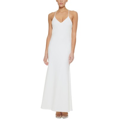 Женское белое вечернее платье без рукавов DKNY Scuba Maxi 8 BHFO 9358