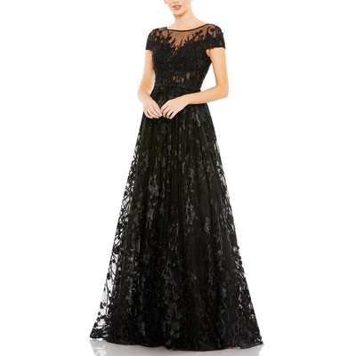 Женское черное вечернее платье Mac Duggal с украшениями 16 BHFO 5723
