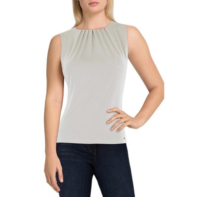 Calvin Klein Womens Beige Casual Sleeveless Pull On Blouse Top XS BHFO 7529