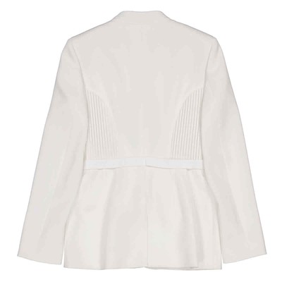 Pre-owned Burberry Single-breasted Belted Wool Blazer Jacket In White