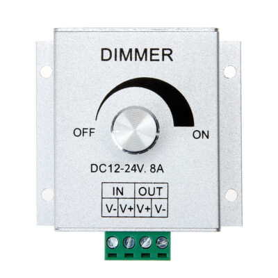 DC12-24V 8A Dimming Controller for LED Light Single Channel Knob Switch Dimmer