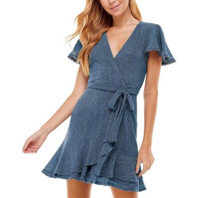 Женское синее приталенное платье-клеш City Studios для юниорок 1 BHFO 6083