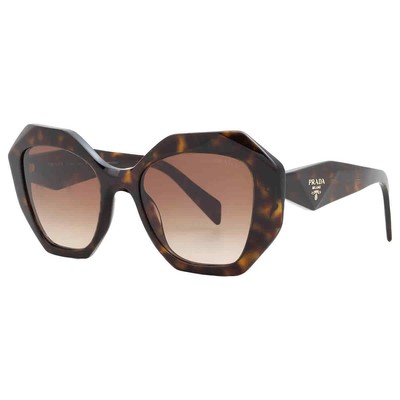Pre-owned Prada Brown Gradient Geometric Ladies Sunglasses Pr 16ws 2au6s1 53