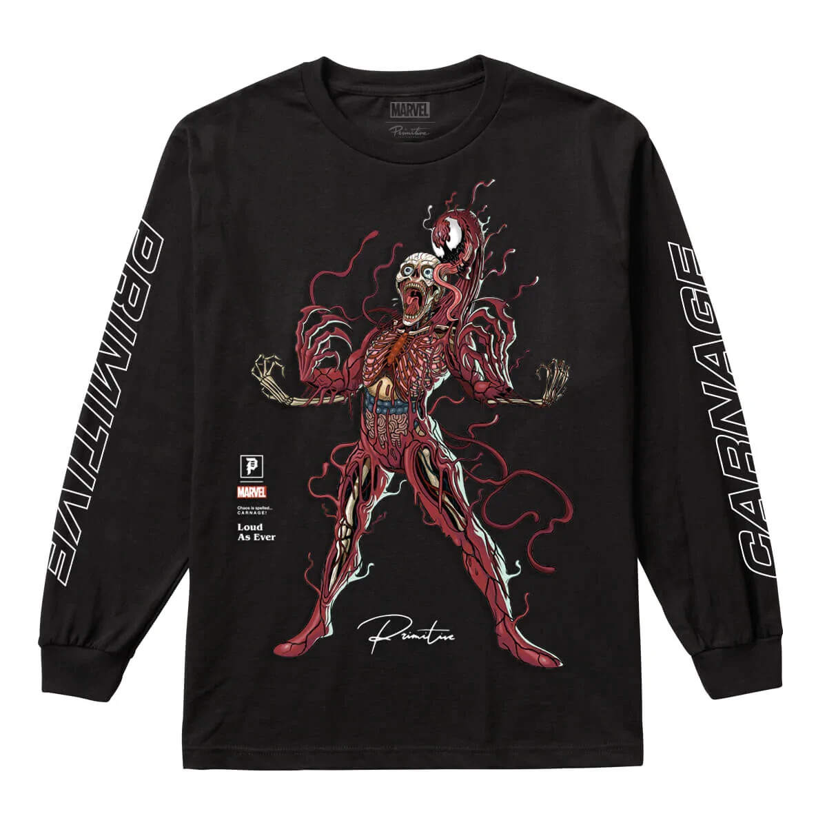 Primitive x Nychos Marvel Carnage Adult Long Sleeve T-Shirt Size XL