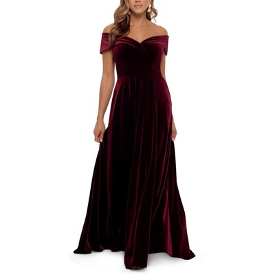 Женское официальное вечернее платье из красного бархата Xscape Gown Petites 8P BHFO 0808