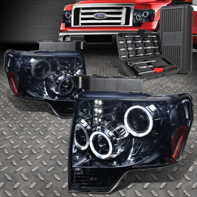 ДЛЯ 09-14 FORD F-150 СВЕТОДИОДНЫЕ ФАРЫ HALO SMOKED AMBER С УГЛОВЫМ ПРОЕКТОРОМ + НАБОР ИНСТРУМЕНТОВ