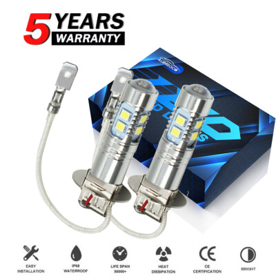 H3 LED Headlight 100W 10000LM Fog Light Bulb 6500K White Driving DRL Lamp