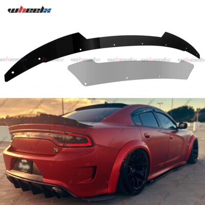 2PC Decklid Spoiler Flap Wickerbill V3 For 2015-2023 Dodge Charger SRT Hellcat
