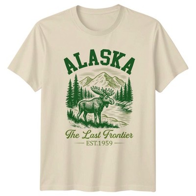 Alaska The Last Frontier Est 1959 T-Shirt Moose Wildlife Outdoor Travel