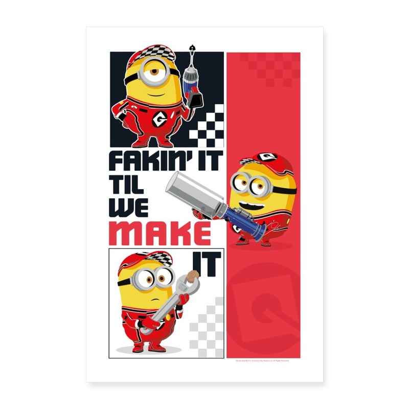 Minions Mechaniker Fakin' It Til We Make It Poster 60x90 Cm, One Size, WeiÃ