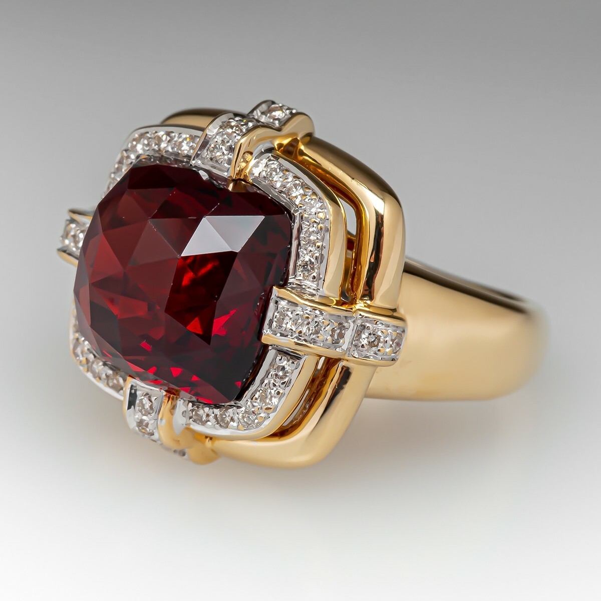 Pre-owned Online0369 5 Ct Ruby Simulated Checker Woman's Engagement Ring Silver Yellow Gold Plated