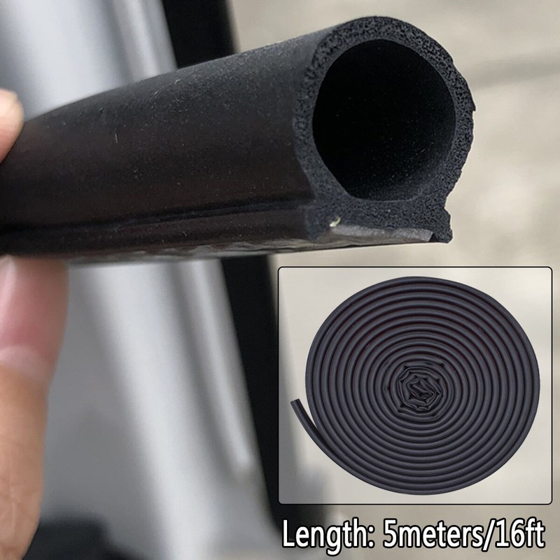 16FT/5M Universal Car D-Shape Rubber Door Weather Seal Weatherstrip Hollow Strip