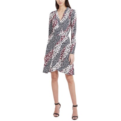 BCBGMAXAZRIA Женское платье трапециевидного силуэта с запахом и животным принтом BHFO 6174