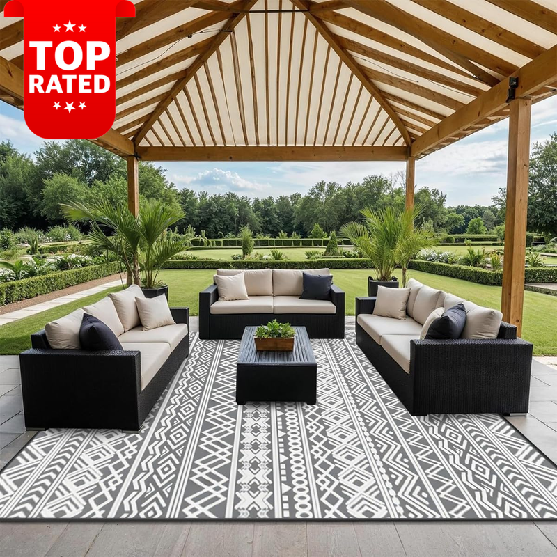 Waterproof Outdoor Rug 180x270 Reversible Garden Mat Lightweight UV Resistant