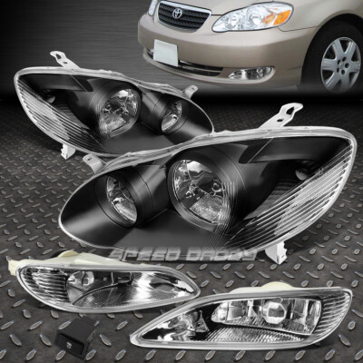 ЧЕРНАЯ ФАРА В КОРПУСЕ + ПРОЗРАЧНЫЙ БОКОВОЙ ФОНАРЬ + ПРОЗРАЧНАЯ ПРОТИВОТУМАННАЯ ФАРА ДЛЯ 03-08 COROLLA E120