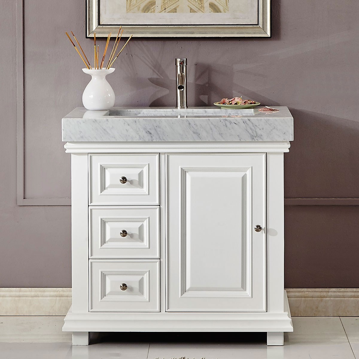 36-inch Modern Off White Marble Top Bathroom Vanity Single Sink Cabinet
0286WR eBay