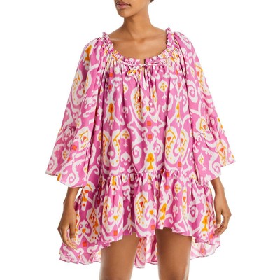 

Charina Sarte Женское розовое летнее платье-туника с завязками и принтом Lola  BHFO 4555, Fuchsia